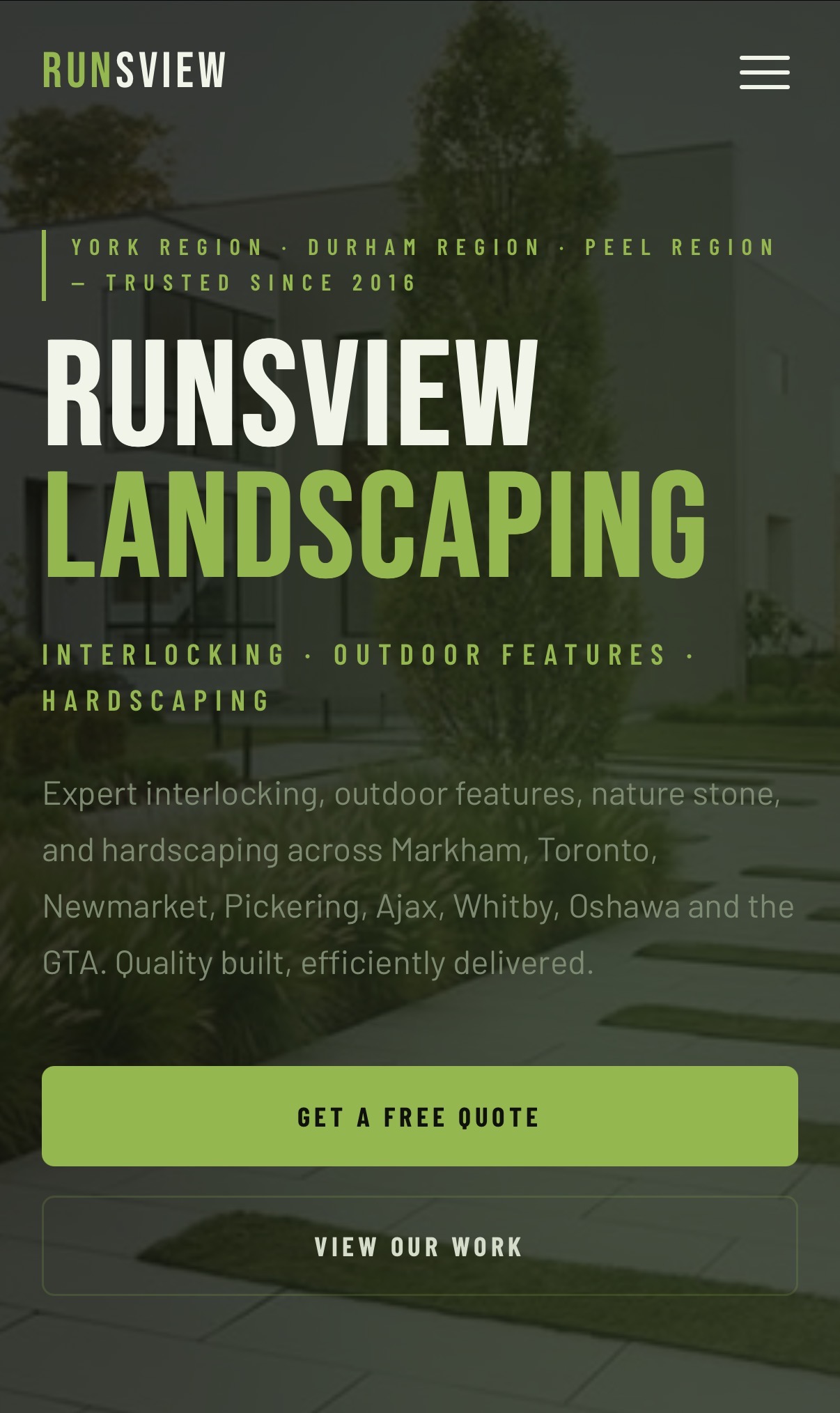 Runsview Landscaping website demo — Perth County landscaping company